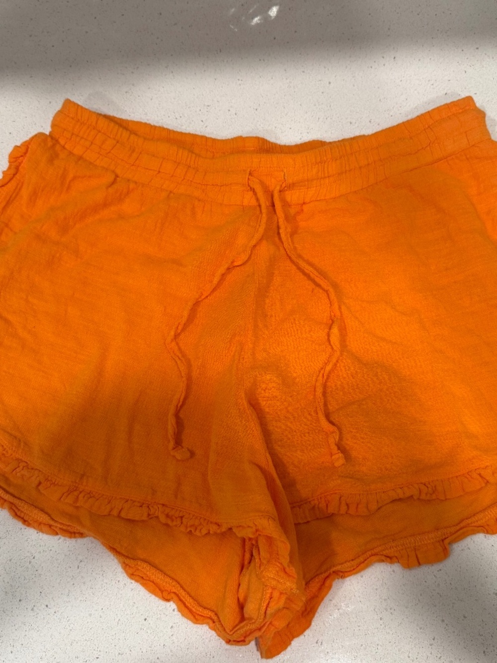 Orange Linen Cover Up Shorts Sz M
